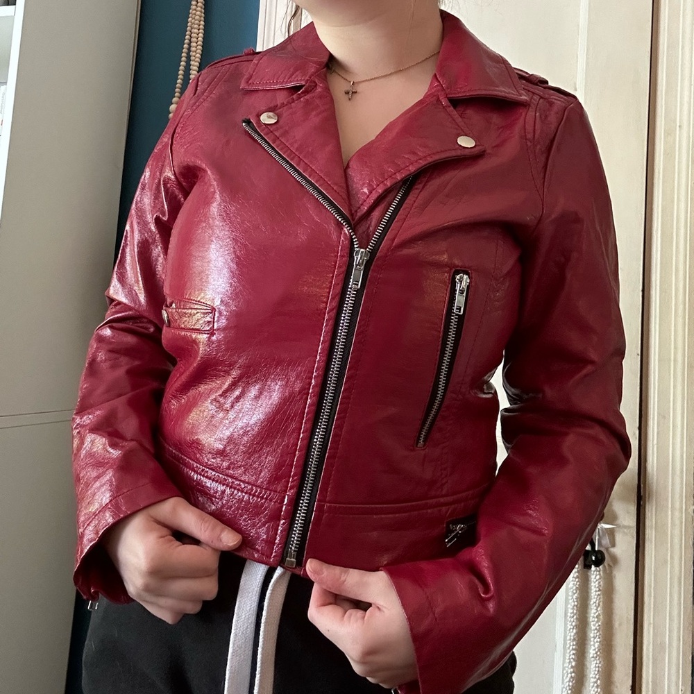 Wild Fable Faux Red Leather Jacket
